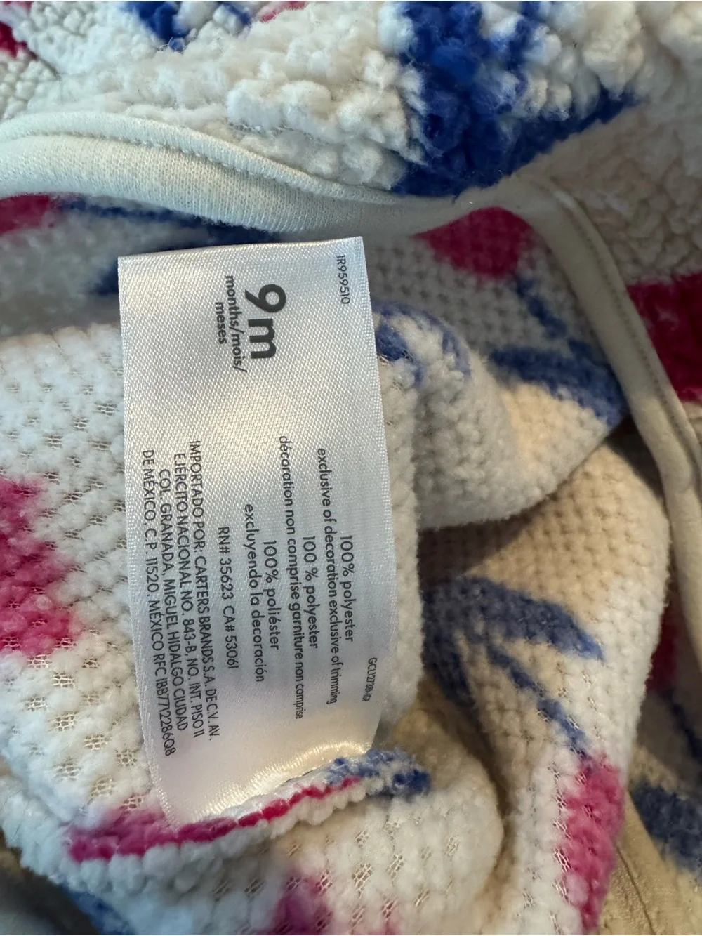 Carter's Baby Girls Tulip Fleece Hooded Jacket Coat Sherpa 9 Months
